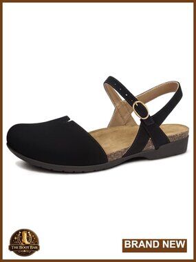 Closed Toe Flat Sandals with Arch Support & Cork Footbed
